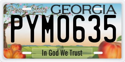 GA license plate PYM0635