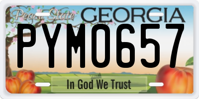GA license plate PYM0657
