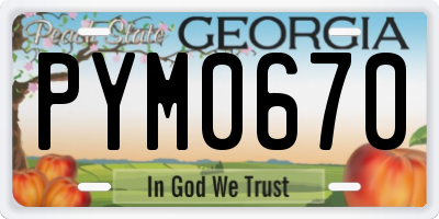 GA license plate PYM0670