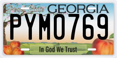 GA license plate PYM0769