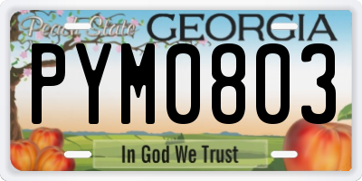 GA license plate PYM0803