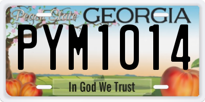 GA license plate PYM1014