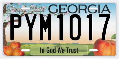 GA license plate PYM1017
