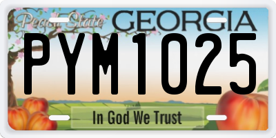 GA license plate PYM1025