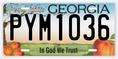 GA license plate PYM1036