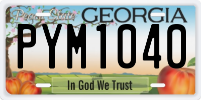GA license plate PYM1040