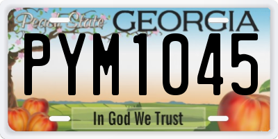 GA license plate PYM1045