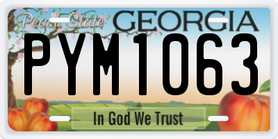 GA license plate PYM1063