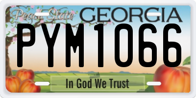 GA license plate PYM1066