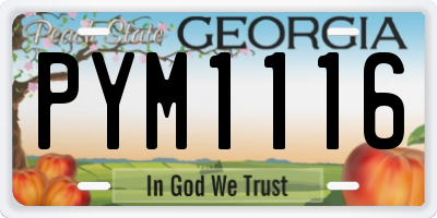 GA license plate PYM1116