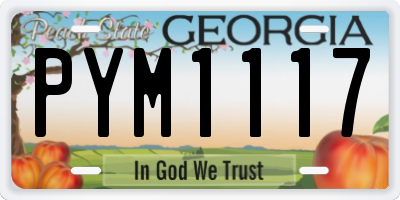 GA license plate PYM1117