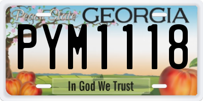 GA license plate PYM1118