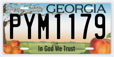 GA license plate PYM1179