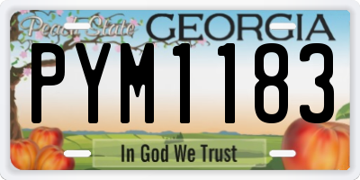 GA license plate PYM1183