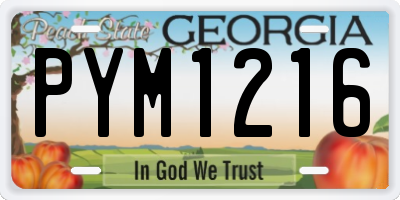 GA license plate PYM1216