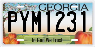 GA license plate PYM1231