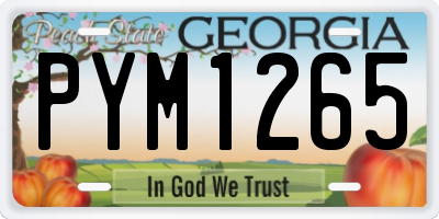 GA license plate PYM1265