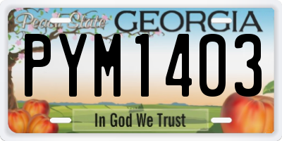 GA license plate PYM1403