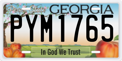 GA license plate PYM1765