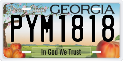 GA license plate PYM1818