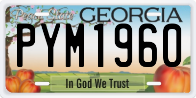 GA license plate PYM1960