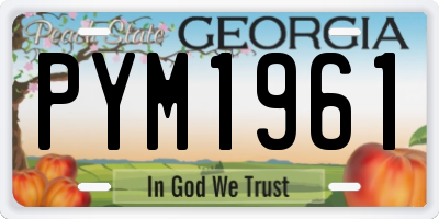 GA license plate PYM1961