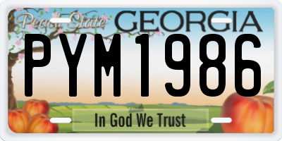 GA license plate PYM1986