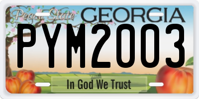 GA license plate PYM2003