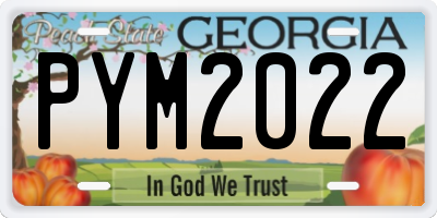 GA license plate PYM2022