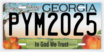 GA license plate PYM2025