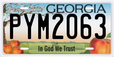 GA license plate PYM2063