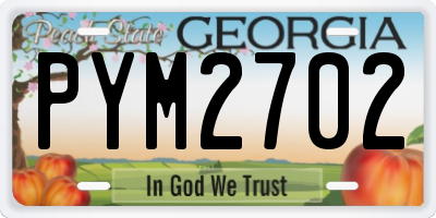 GA license plate PYM2702