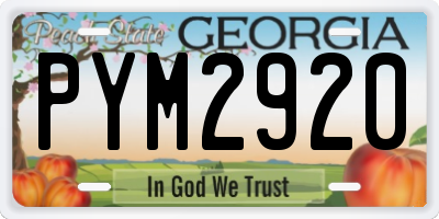 GA license plate PYM2920