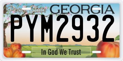 GA license plate PYM2932
