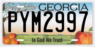 GA license plate PYM2997