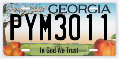 GA license plate PYM3011