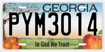 GA license plate PYM3014