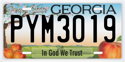 GA license plate PYM3019