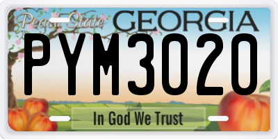 GA license plate PYM3020