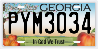 GA license plate PYM3034