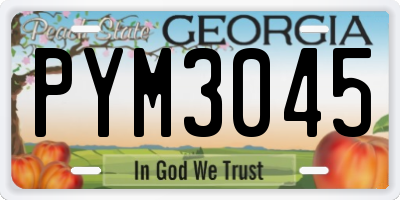 GA license plate PYM3045