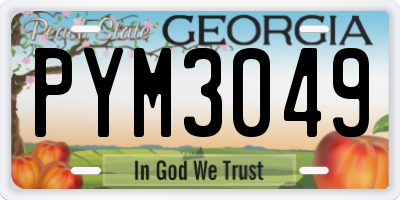 GA license plate PYM3049