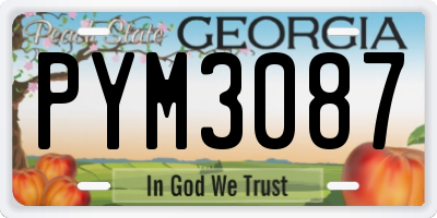 GA license plate PYM3087