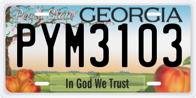 GA license plate PYM3103