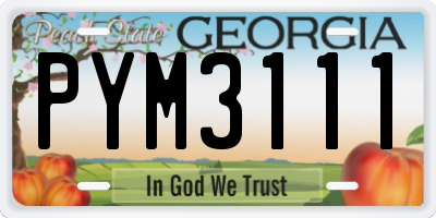 GA license plate PYM3111