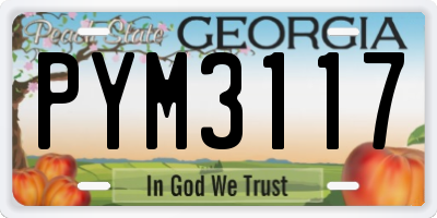 GA license plate PYM3117
