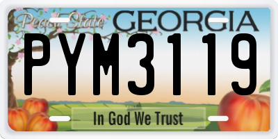 GA license plate PYM3119