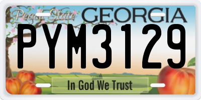 GA license plate PYM3129