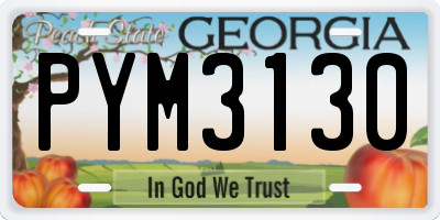 GA license plate PYM3130