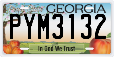 GA license plate PYM3132